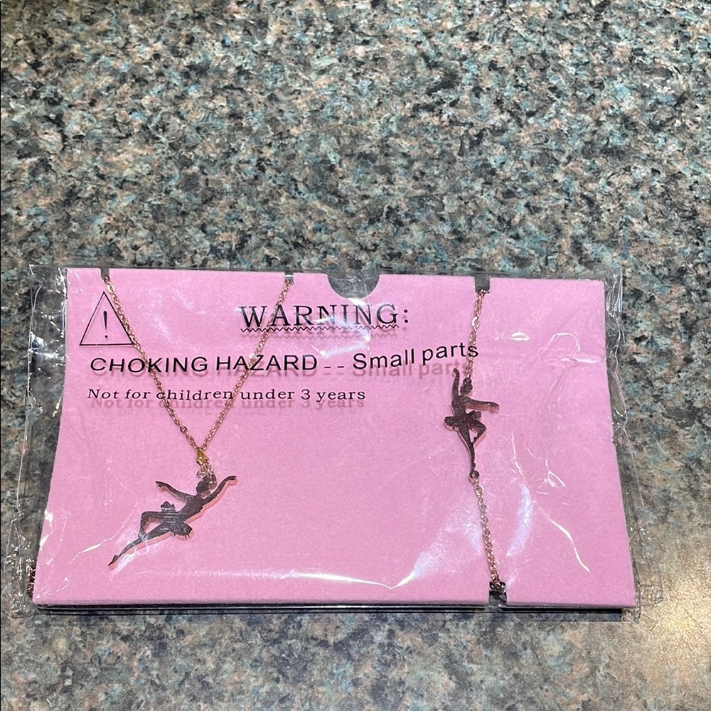 Girls Gold Ballerina Necklace and Bracelet Set New In Packaging